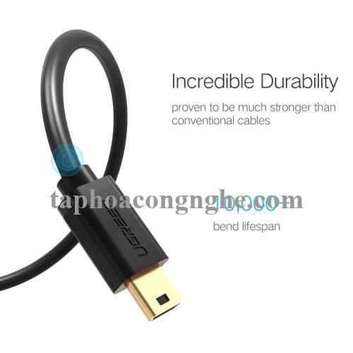 Ugreen 10354 0.5M màu Đen Cáp sạc truyền dữ liệu USB 2.0 sang MINI USB đầu mạ vàng US132 30010354